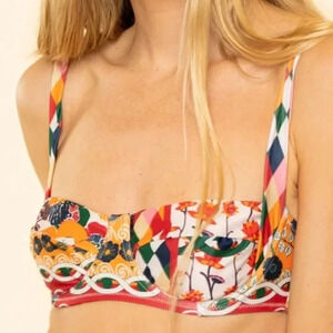 New! Carolina K Carmel Bikini Top Mix Bouquet Multi 21479